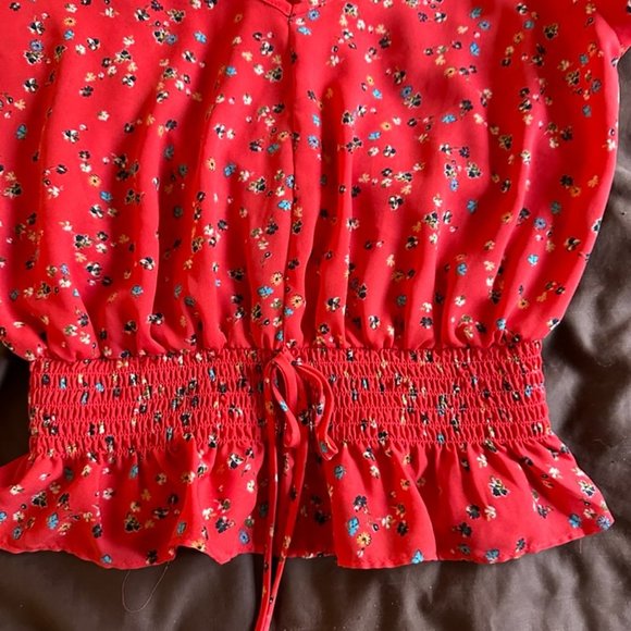 Sienna Sky Sheer Red Summer Blouse - Picture 3 of 5